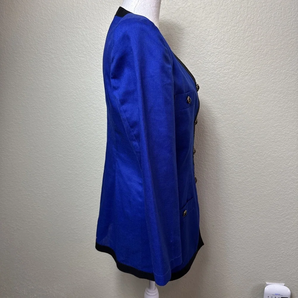 VTG‎ 80s De La Cuesta Royal Blue Power Skirt Suit Set Jacket S Skirt M